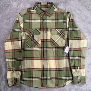 Brixton Bowery Flannel Shirt Mens S Green Plaid Button Up Vegan Wool Western NWT